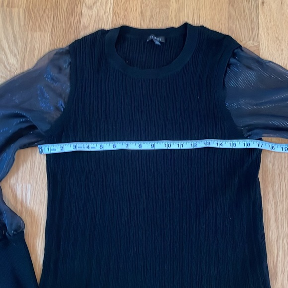 Talbots Woven Sheer Sleeve Black Crewneck Pullover Sweater Size Large - Picture 10 of 12